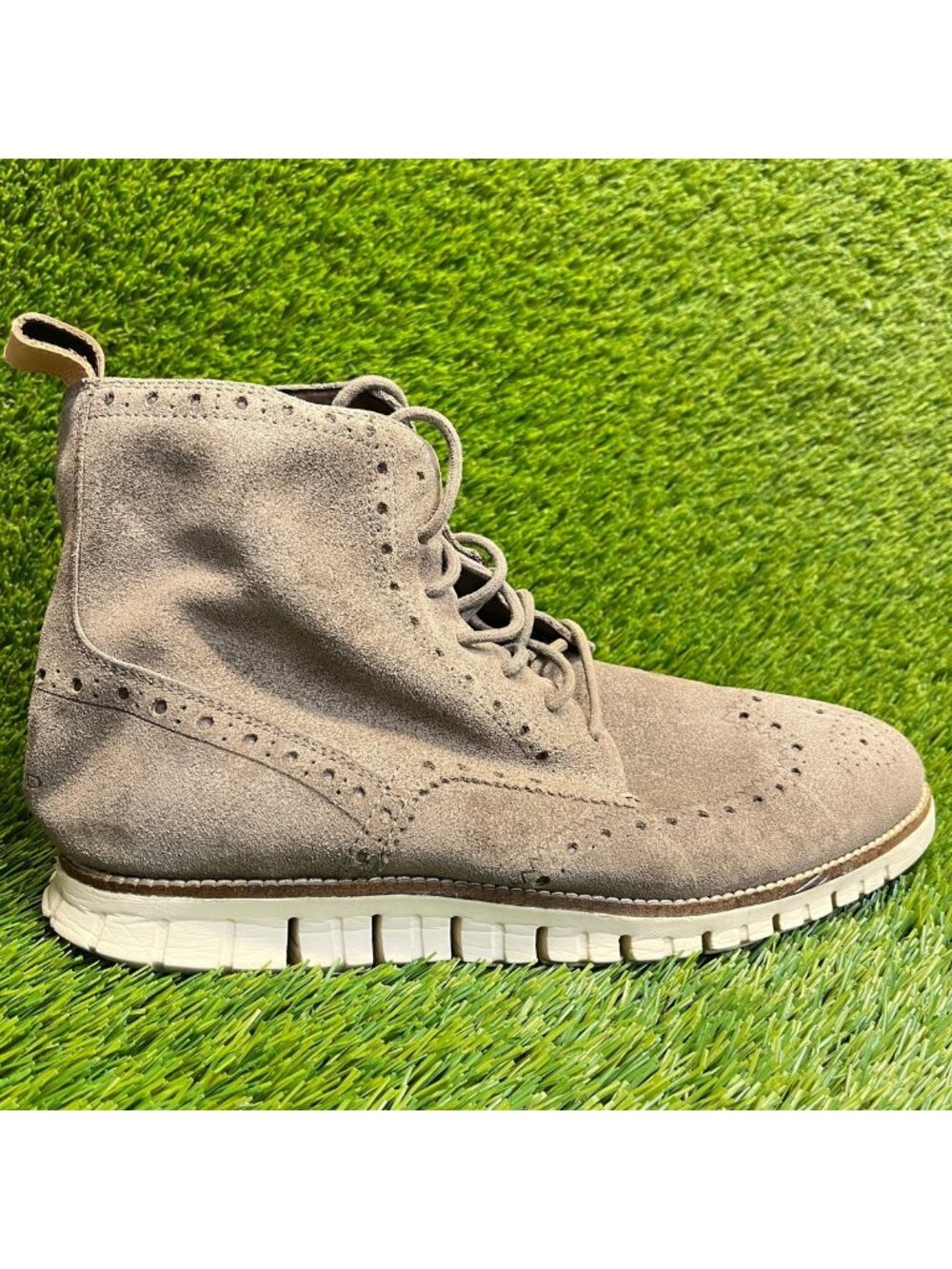 Cole Haan Zerogrand Mens Size 10.5 Tan Ivory Casual Outdoor Wingtip Ankle Boots